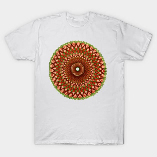 Mandala--Green and Red T-Shirt by Travelling_Alle